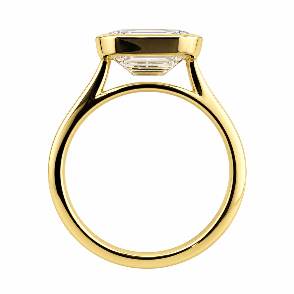 Lab Grown Bezel Set Emerald Solitaire Ring