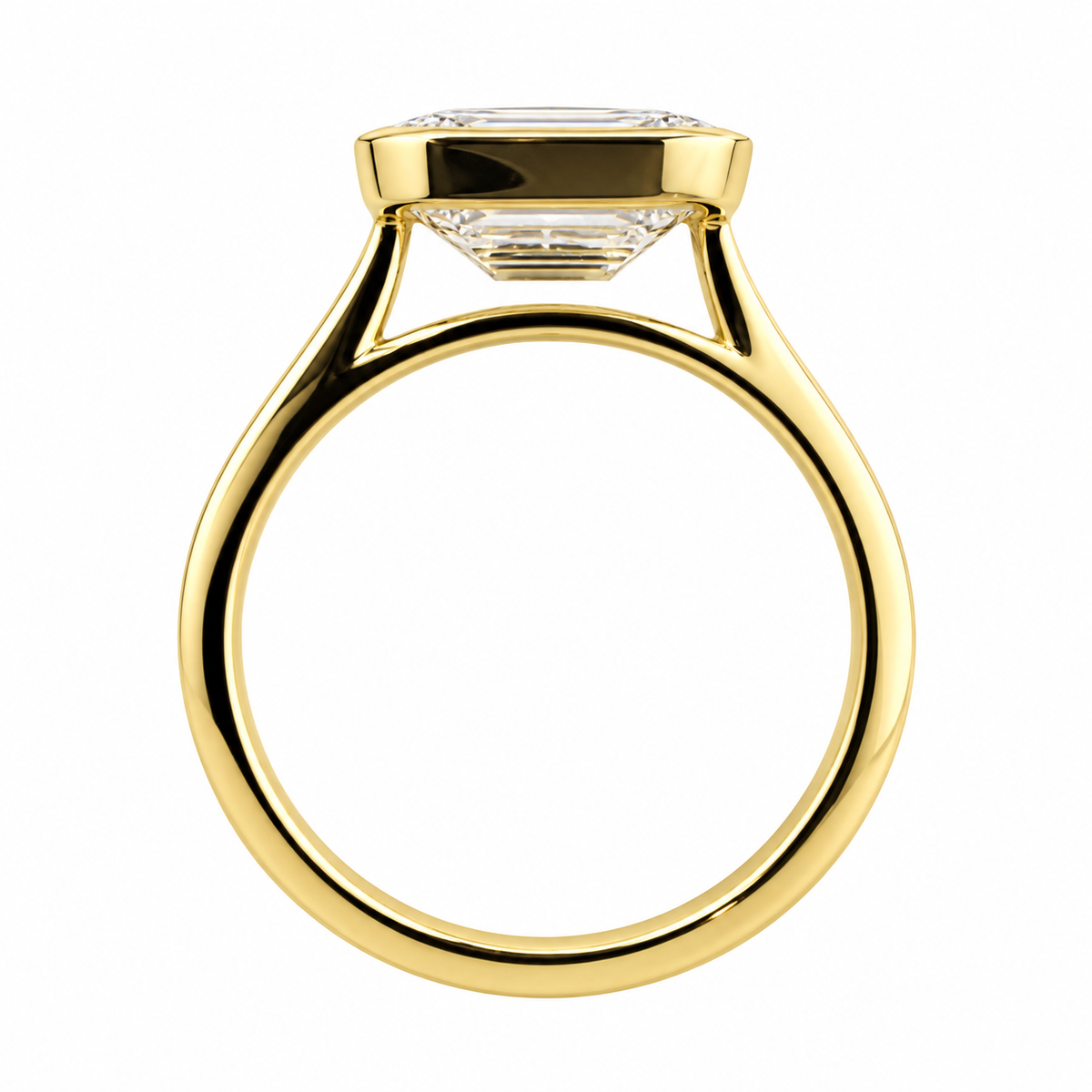 Lab Grown Bezel Set Emerald Solitaire Ring