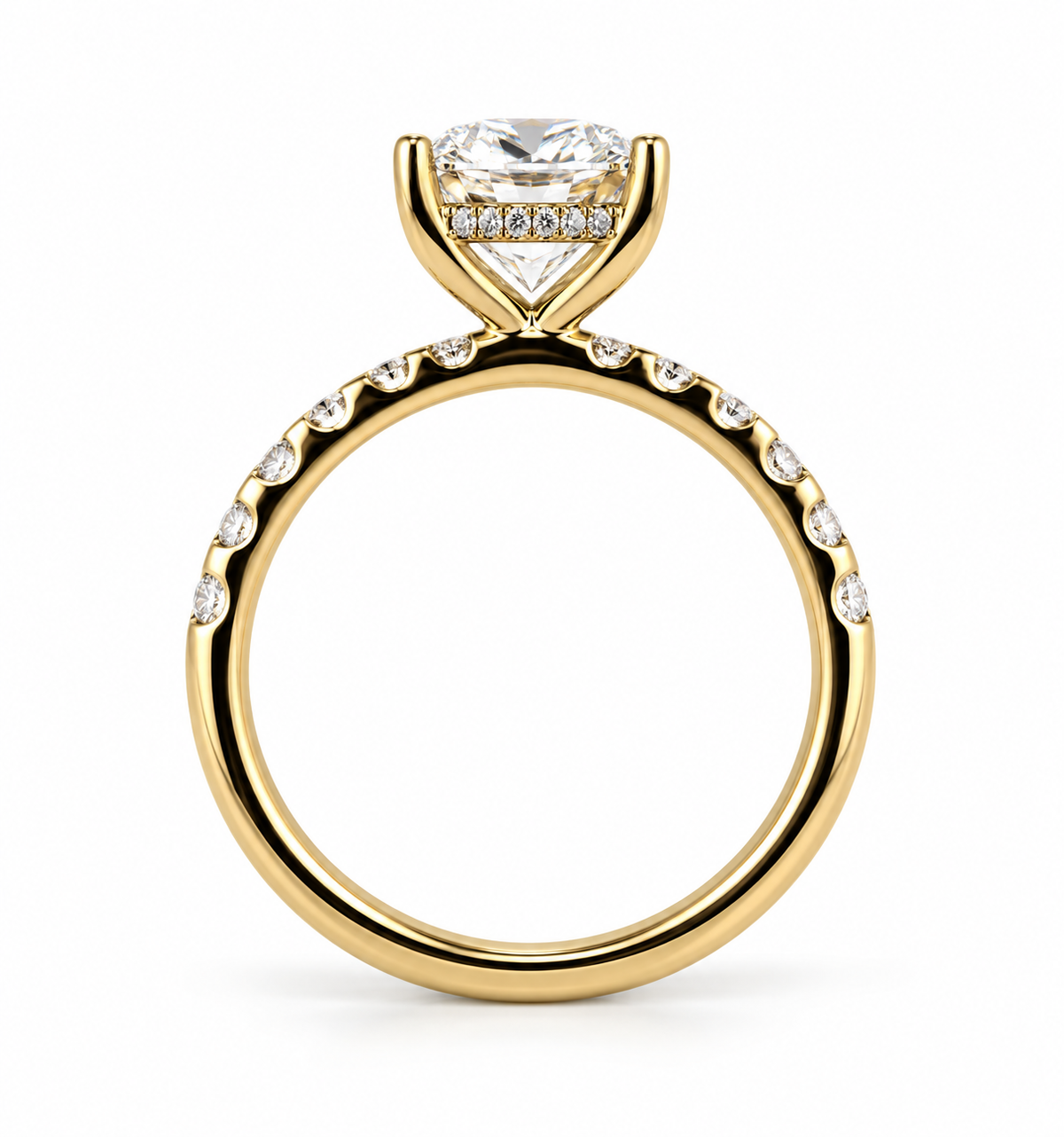 Lab Grown Cushion Diamond Shoulder Ring