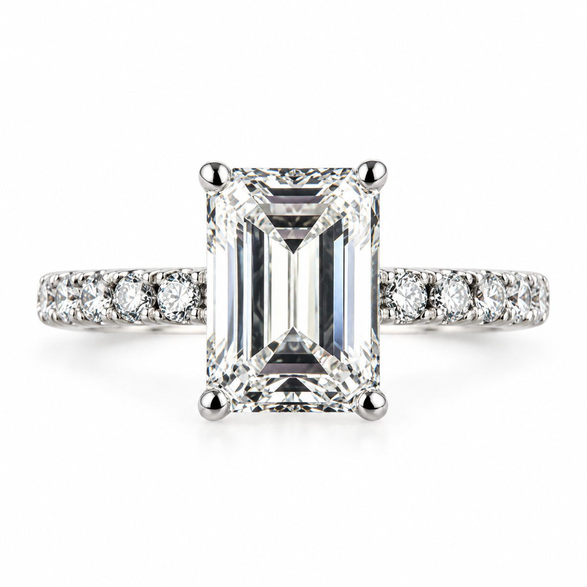 Lab Grown Emerald Diamond Shoulder Ring