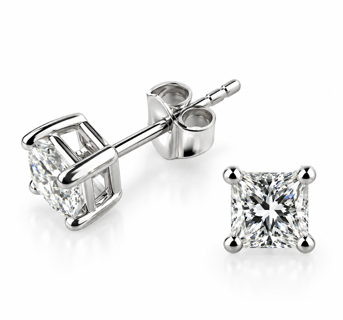 Lab Grown Princess Cut Diamond Studs
