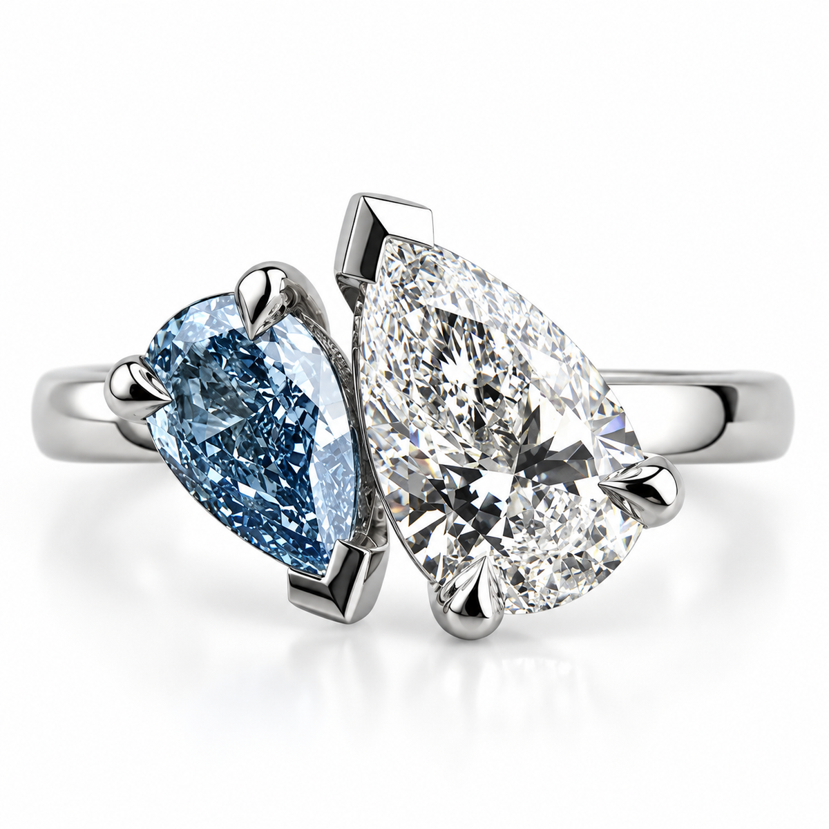 Blue Lab Grown Diamond Pear Toi et Moi