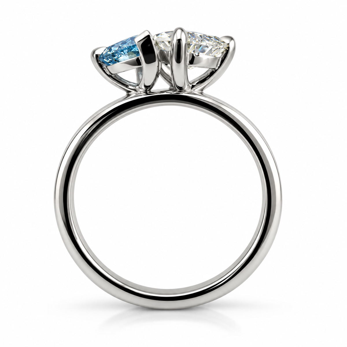 Blue Lab Grown Diamond Pear Toi et Moi