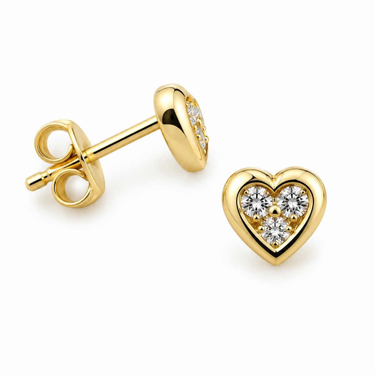 Heart Diamond Stud Earrings