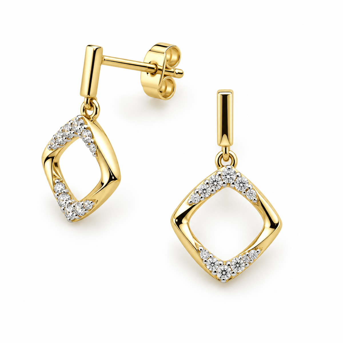 Shaped Diamond Drop Earrings