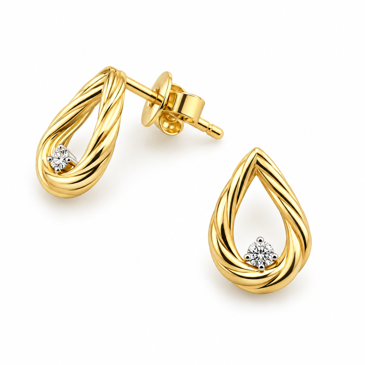 Diamond Detail Pear Stud