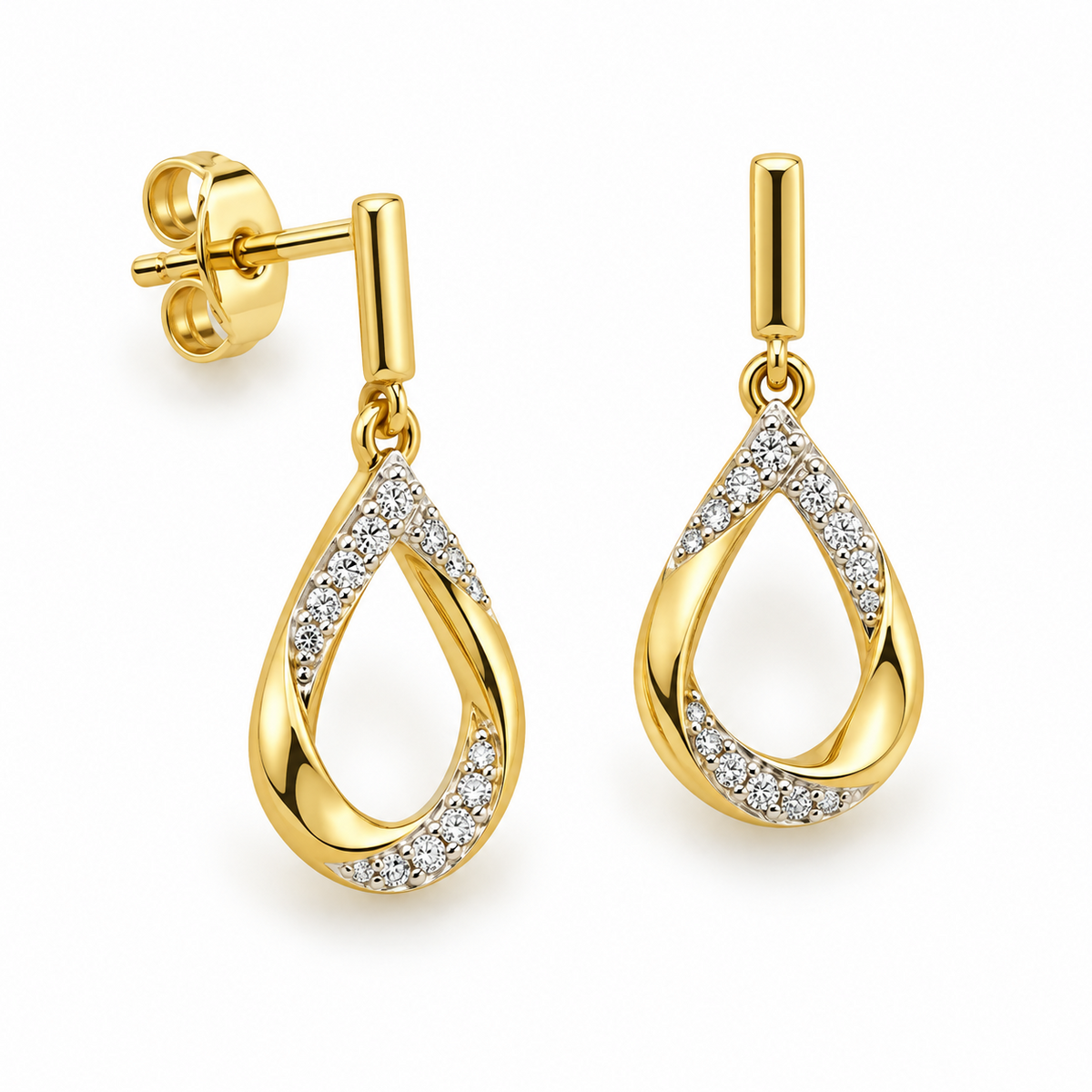 Diamond Drop Twist Pear Earrings