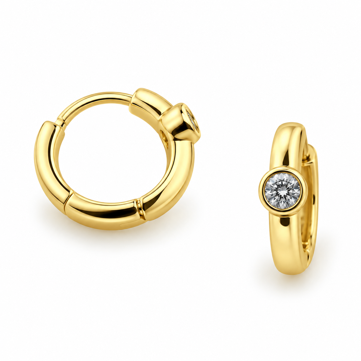 Diamond Detail Huggie Hoops