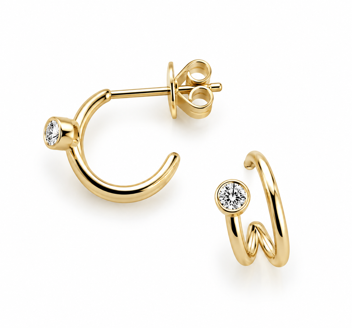 Fancy Spiral Diamond Accent Hoop Earring