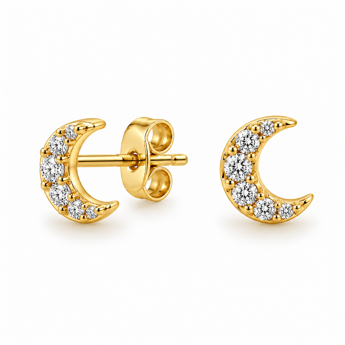 Moon Diamond Set Studs