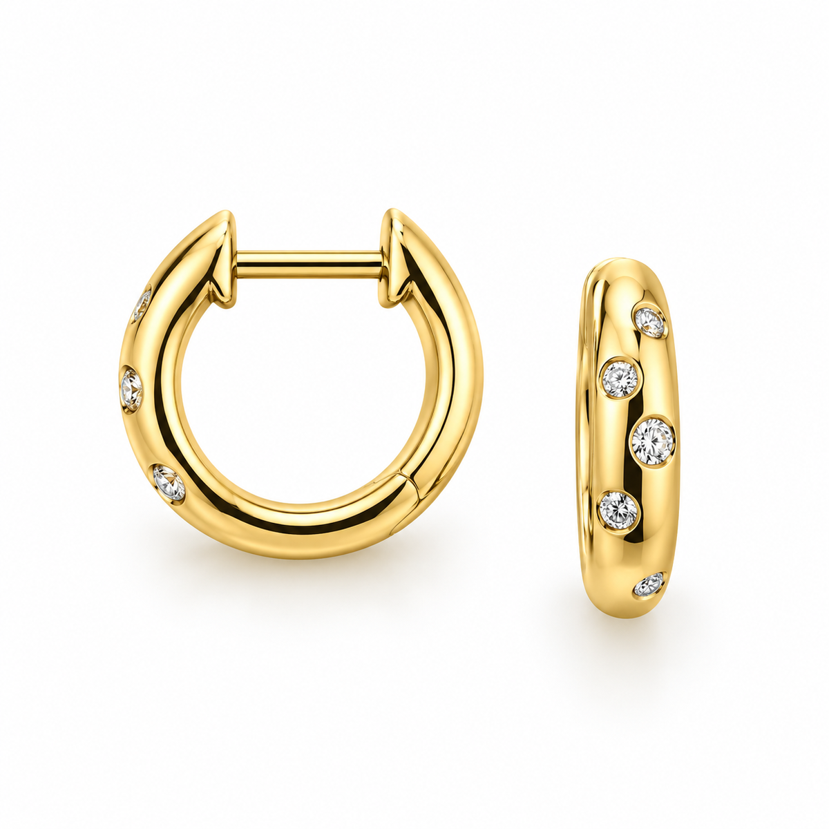 Gold Diamond Scattered Earrings