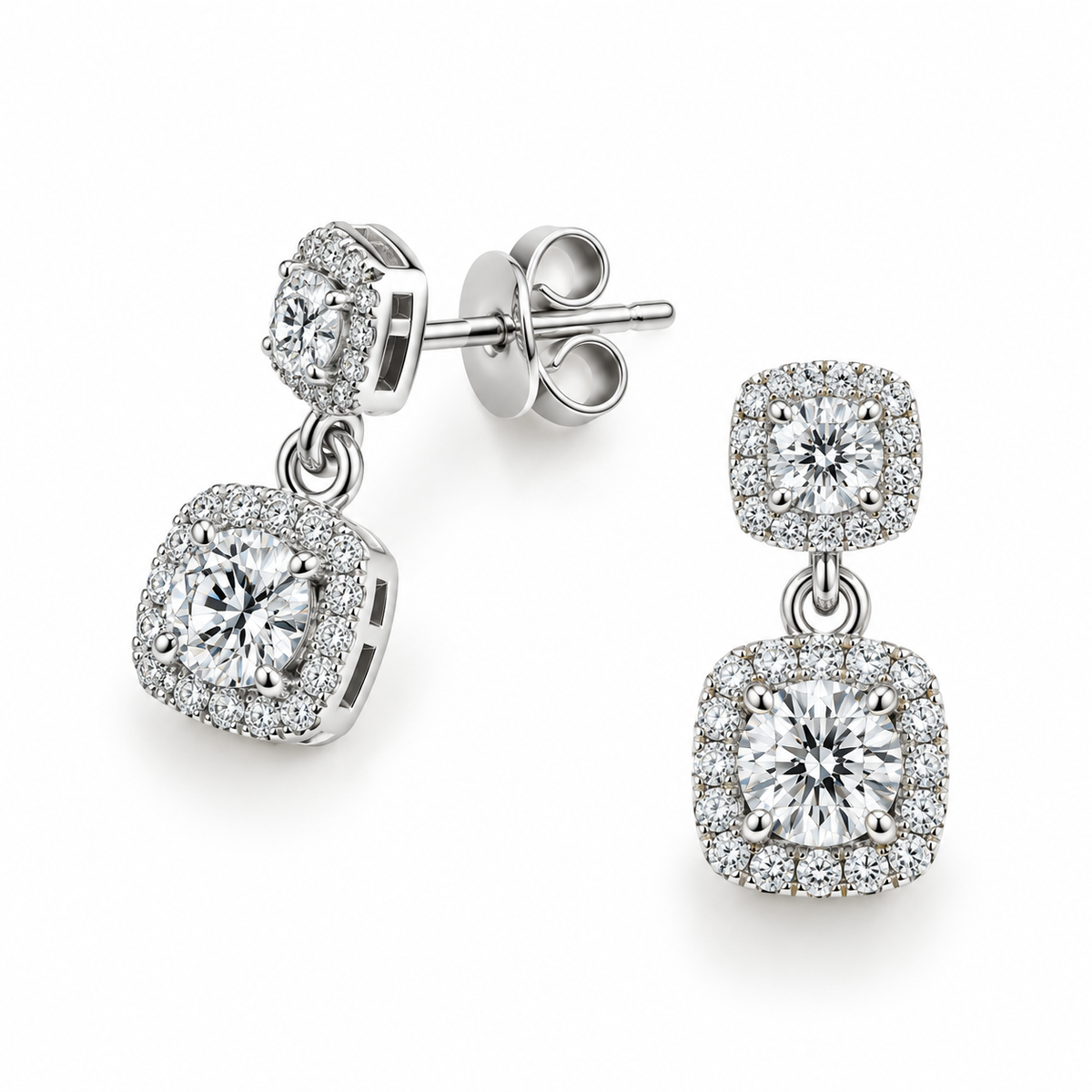 Diamond Cluster Drop Earrings