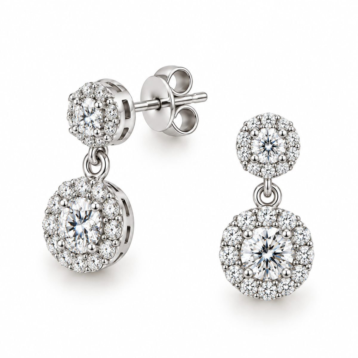 Round Diamond Cluster Earrings