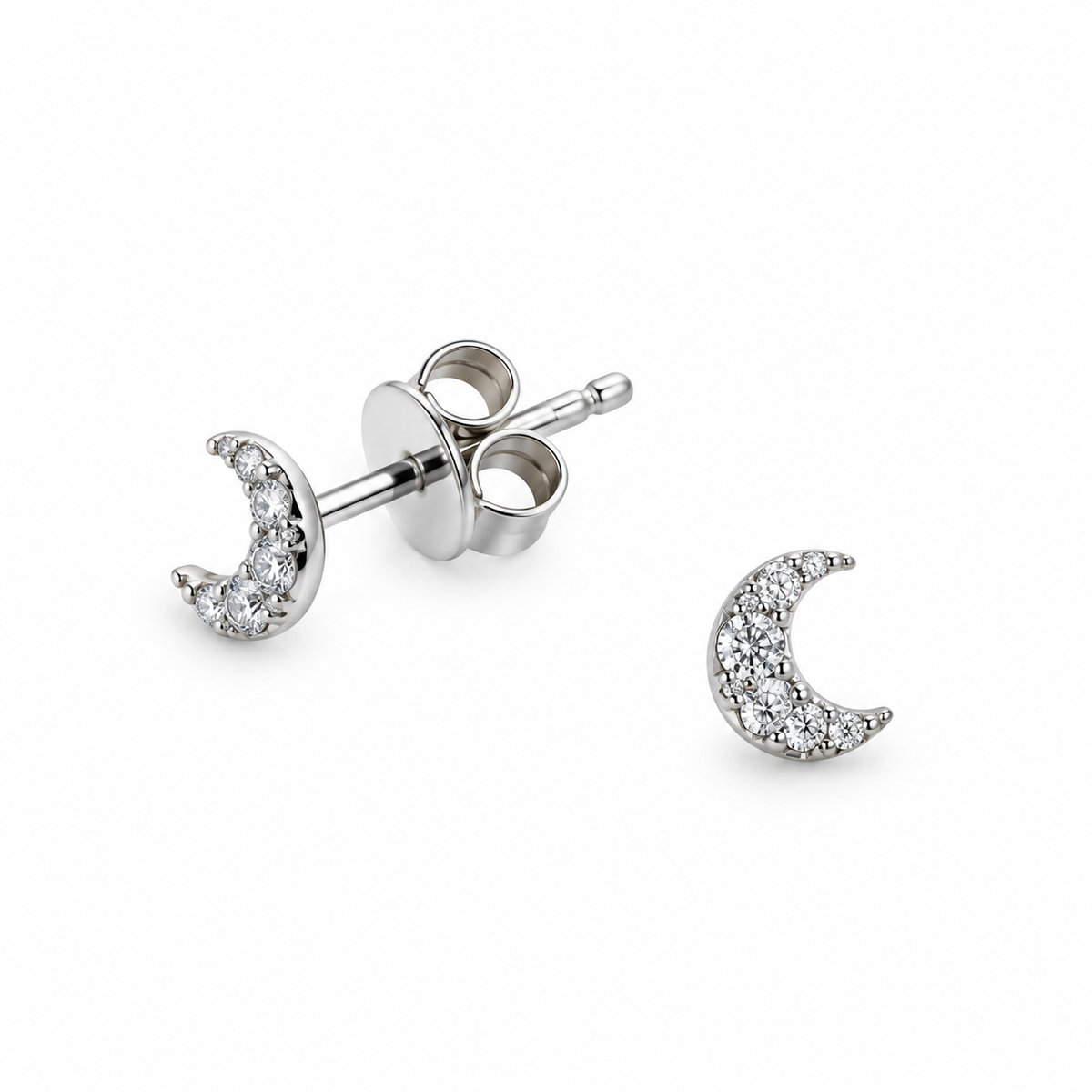 Diamond Moon Stud Earrings