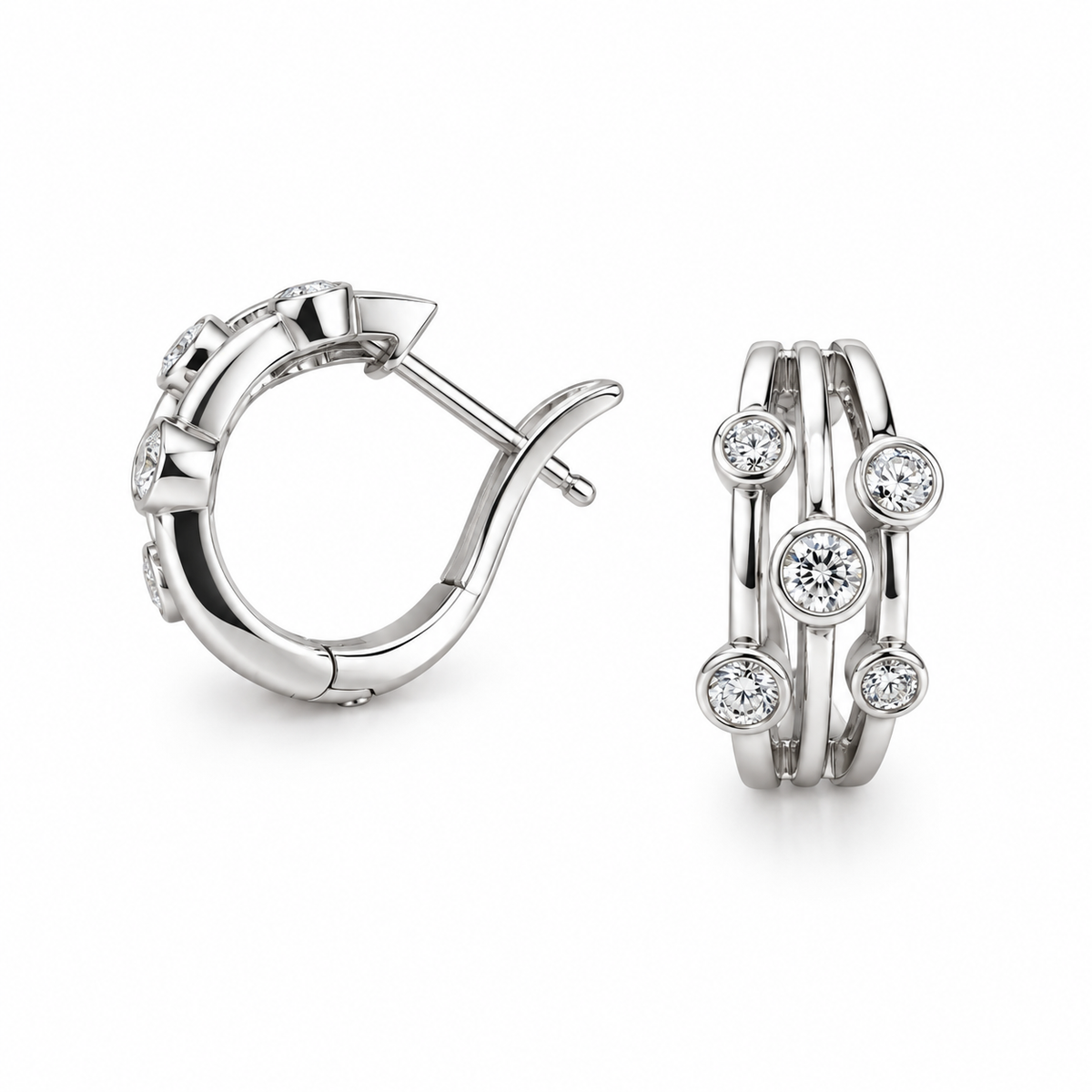 Multi Strand Diamond Bubble Hoop Earrings
