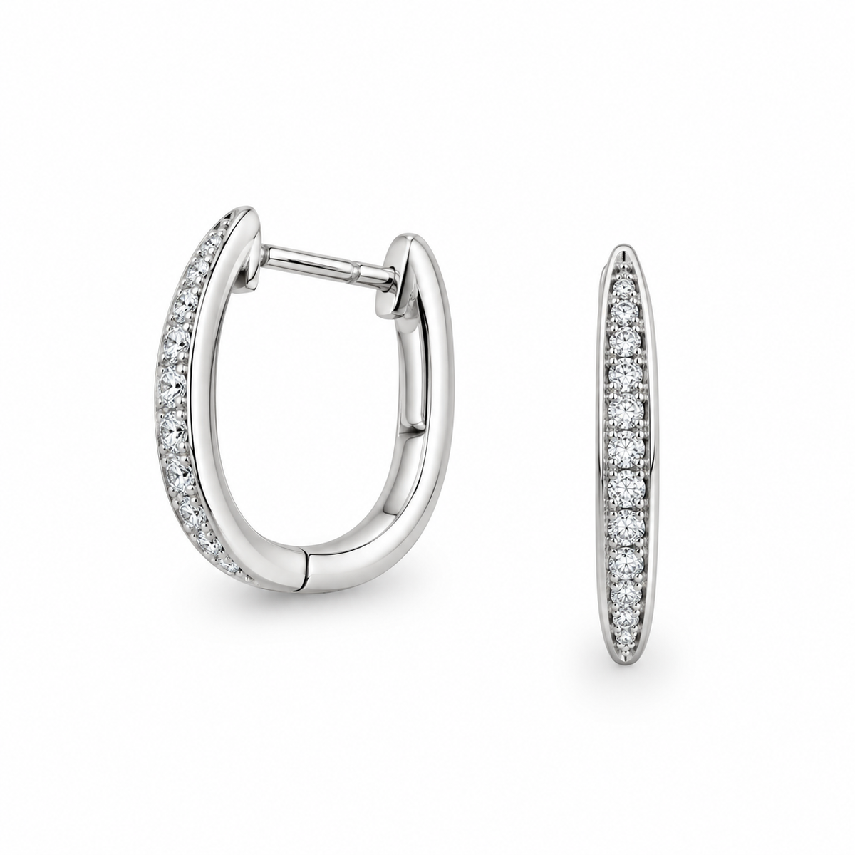 Diamond Pave Set Hoops