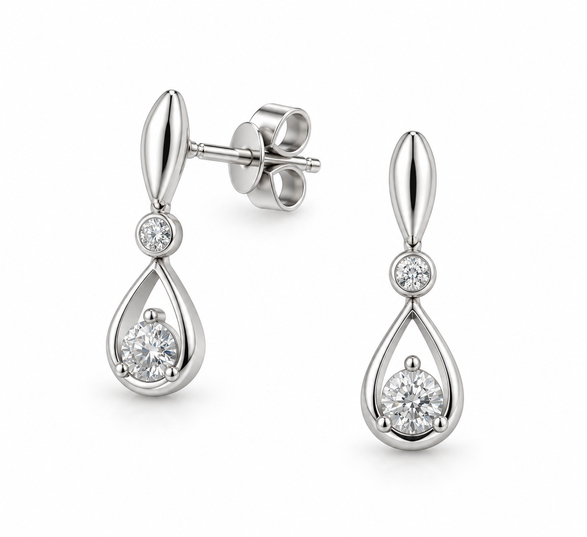 Open Teardrop Diamond Earrings