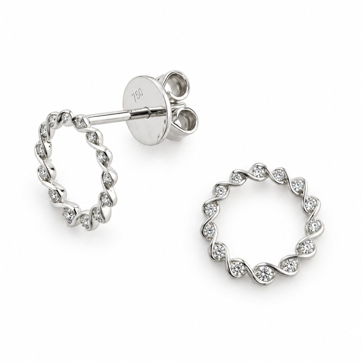 Ribbon Circle Stud Earrings