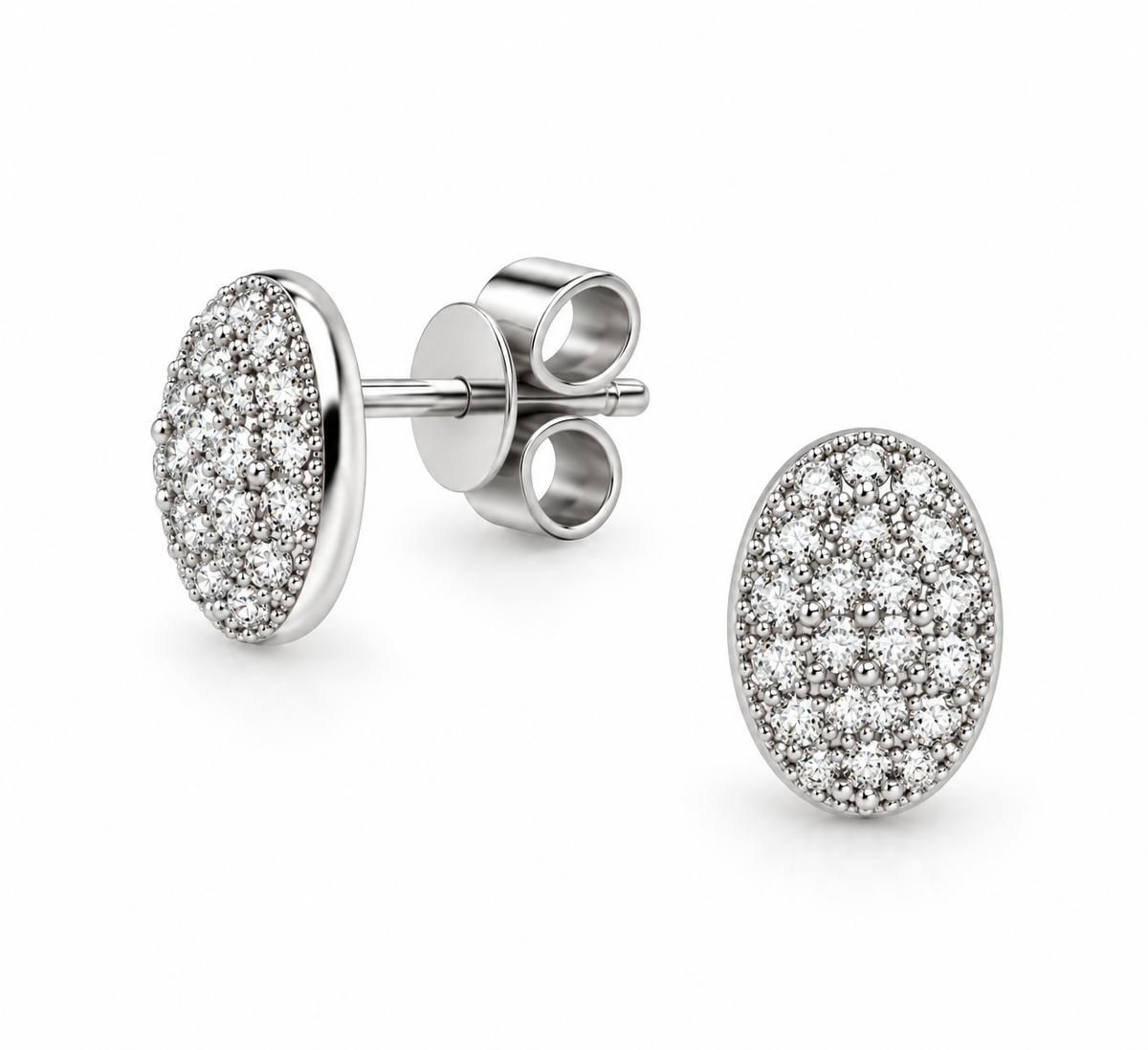 Oval Pave Diamond Earrings