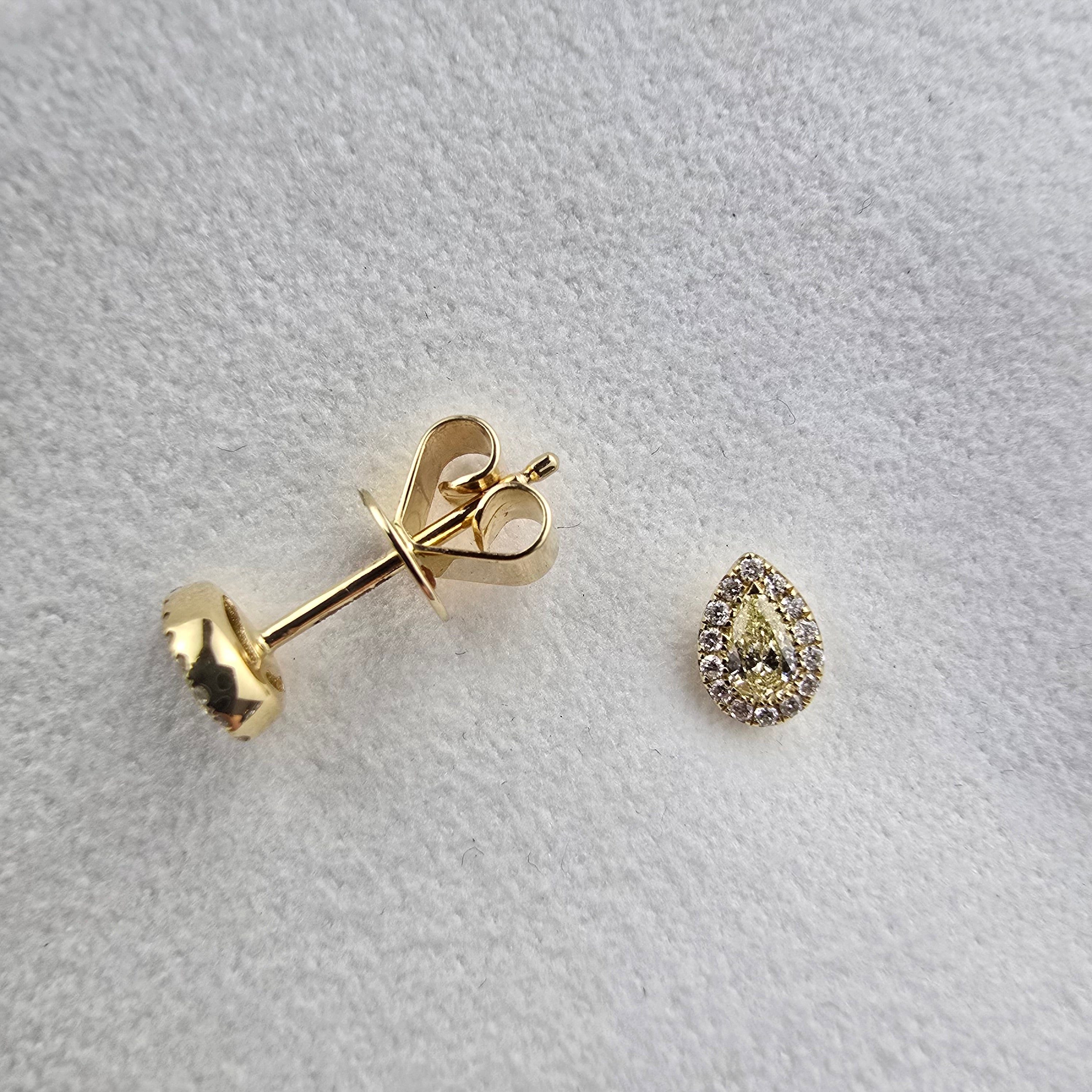 Pear Halo Yellow Diamond Earrings