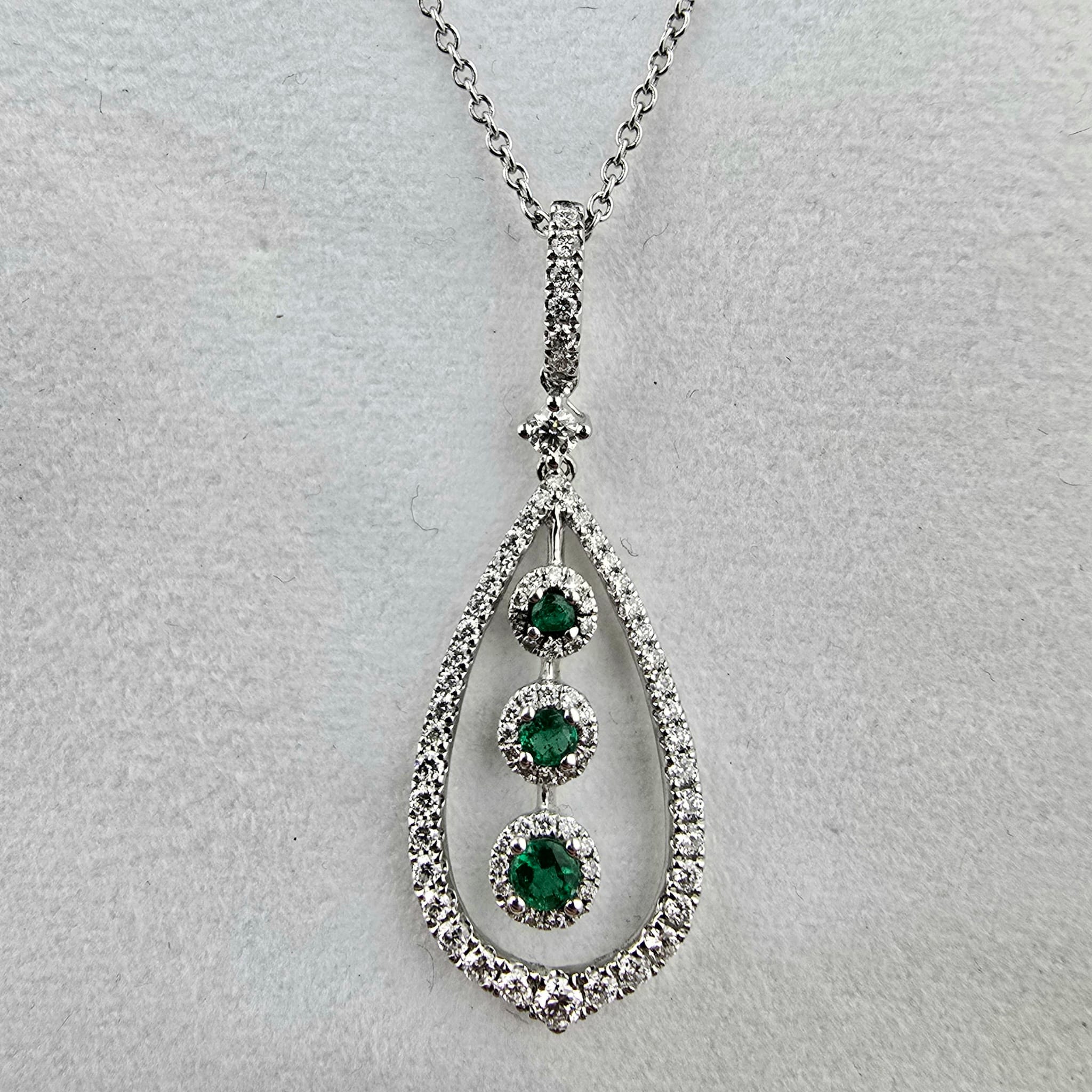 Emerald and Diamomd Teardrop Pendant