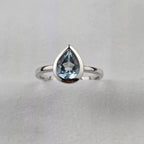 Blue Topaz Pear Rubover Ring