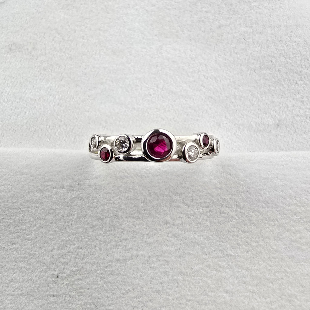 Ruby and Diamond Double Bubble Ring