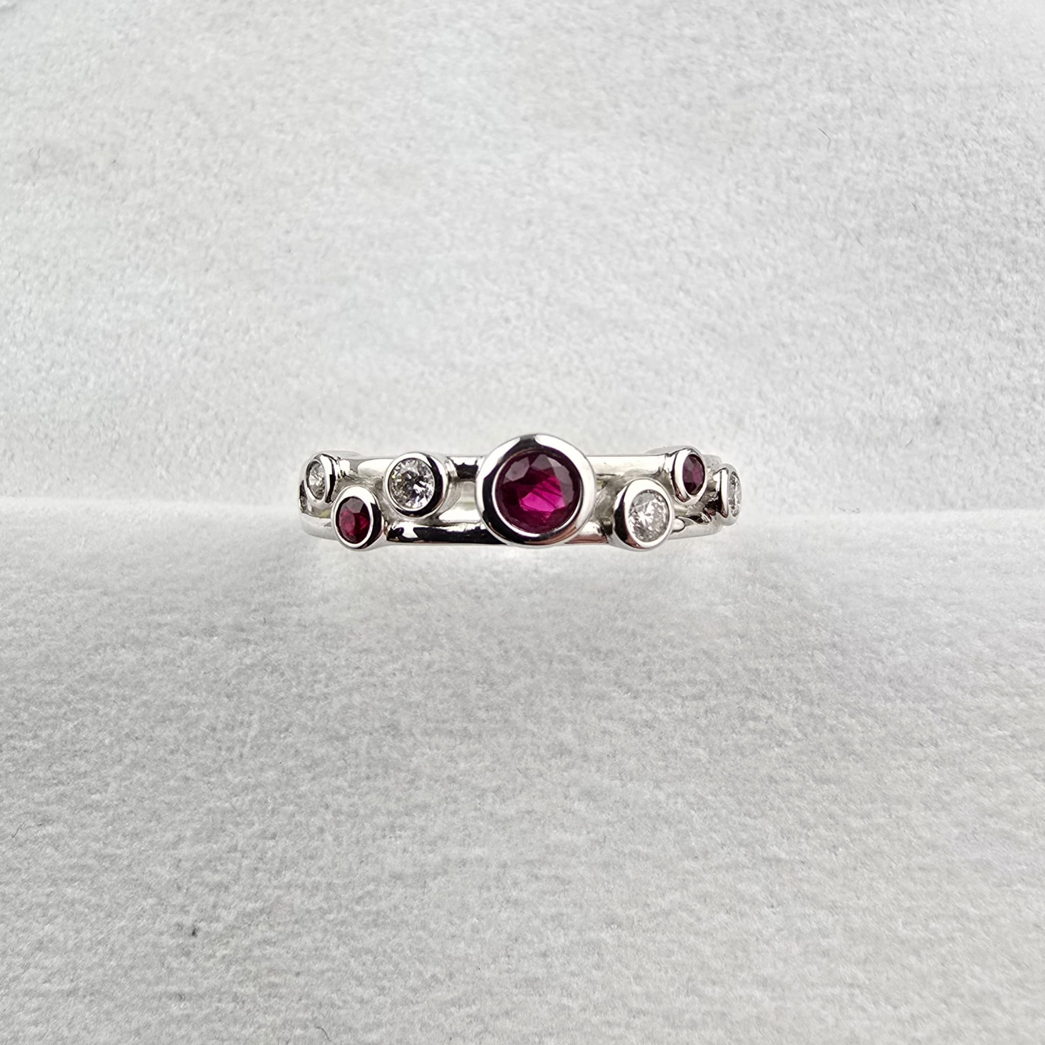 Ruby and Diamond Double Bubble Ring