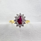Oval Ruby and Diamond Cluster Ring