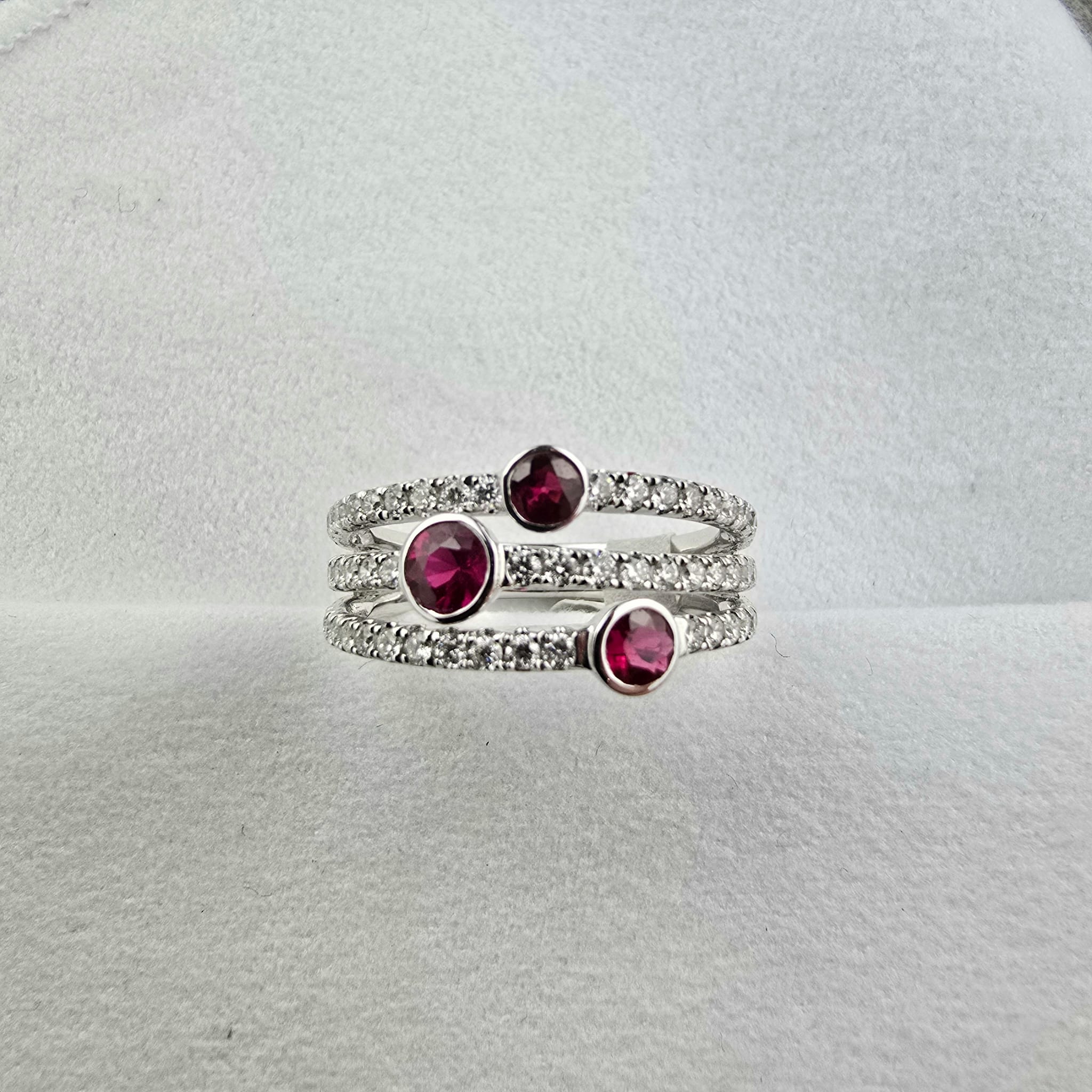Ruby and diamond bubble ring