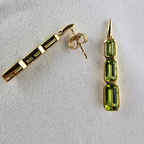 Triple Drop Octagonal Peridot Rub over set Peridot