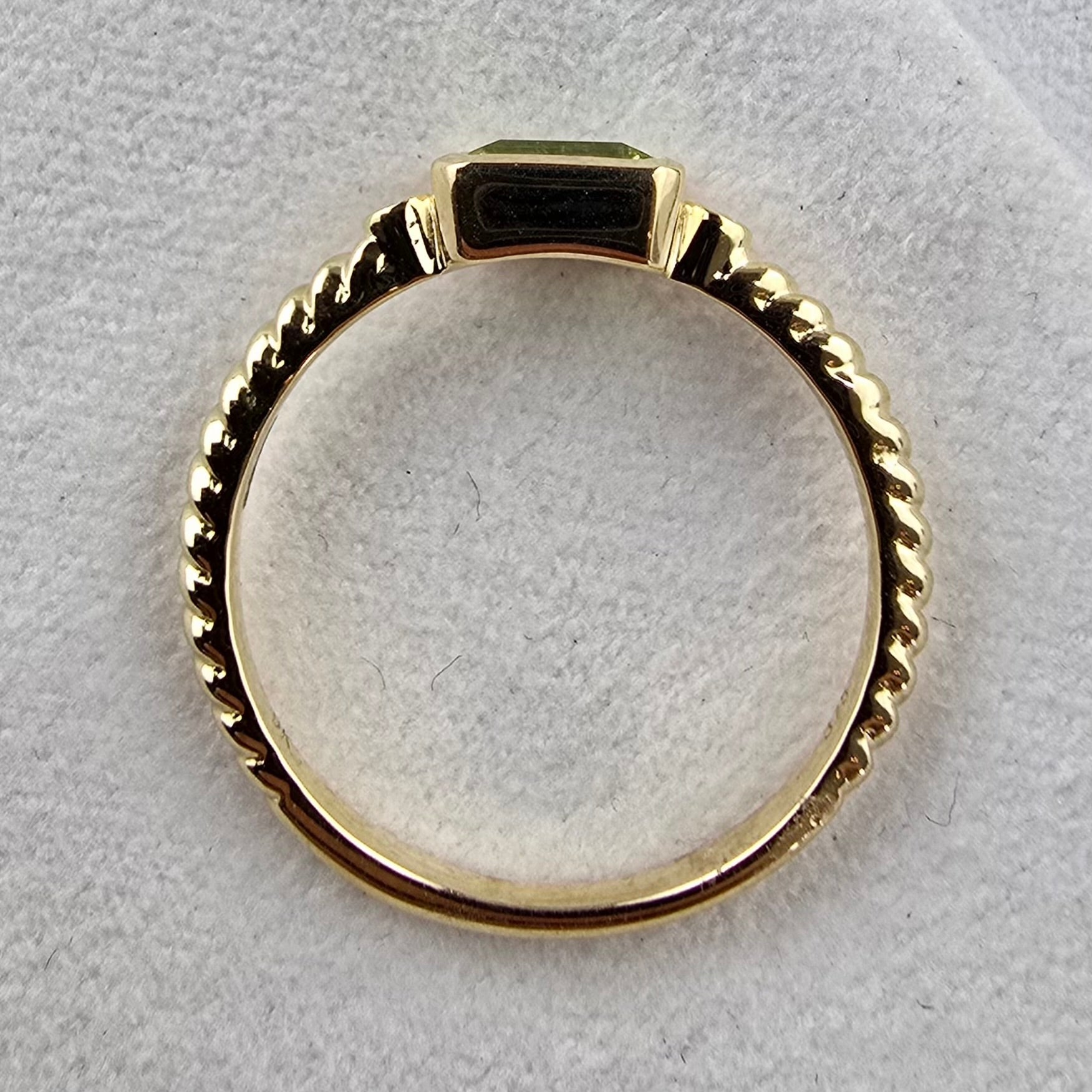 Octagonal Peridot and Diamond Twist Ring