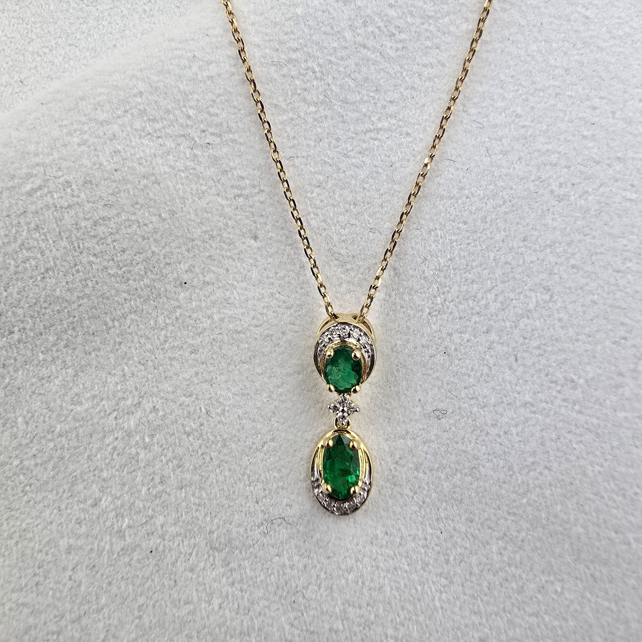Emerald and Diamond Drop Pendant