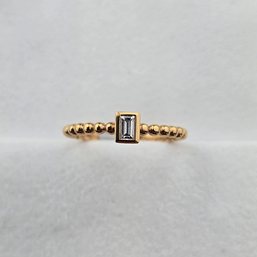 Beaded Solitaire Diamond Ring