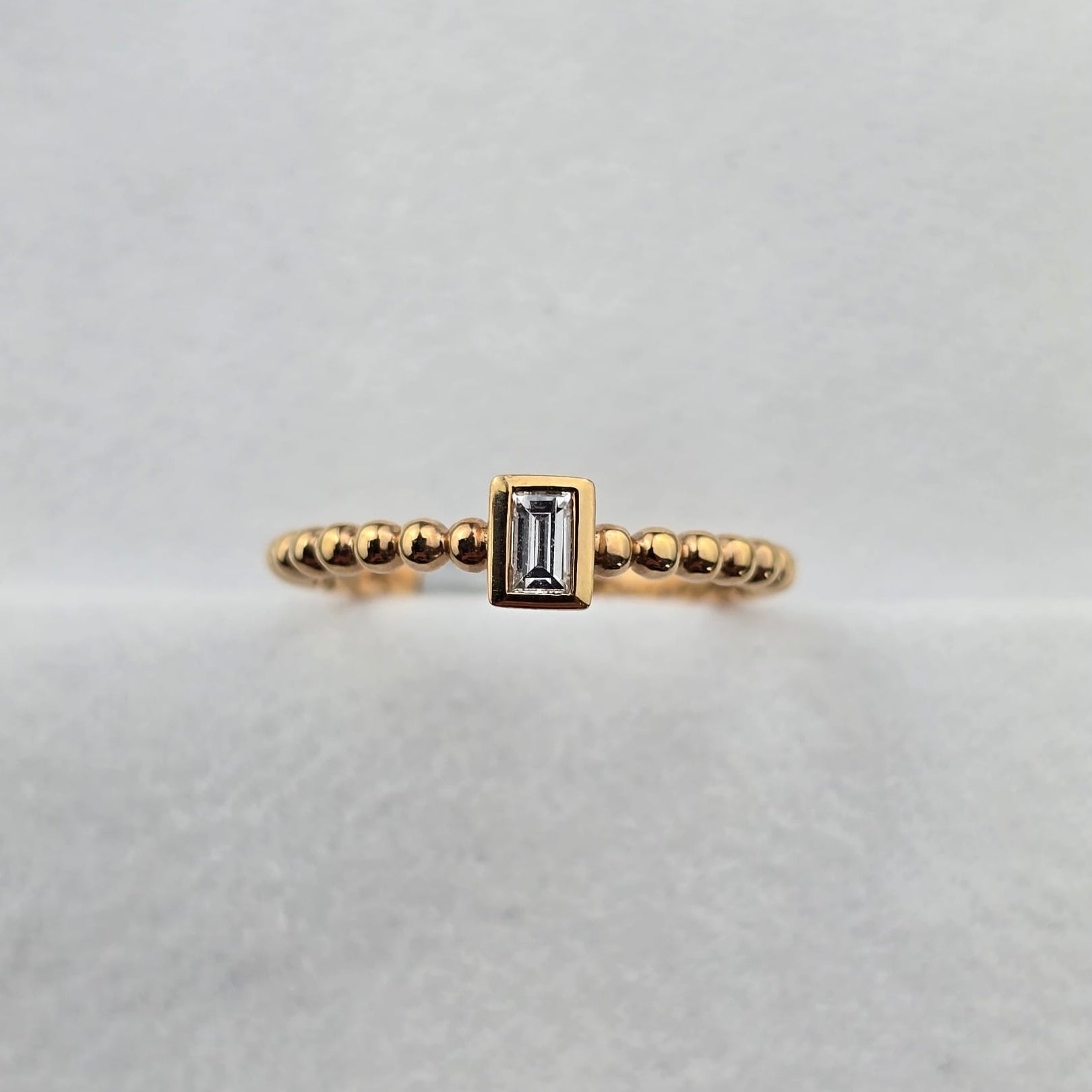Beaded Solitaire Diamond Ring