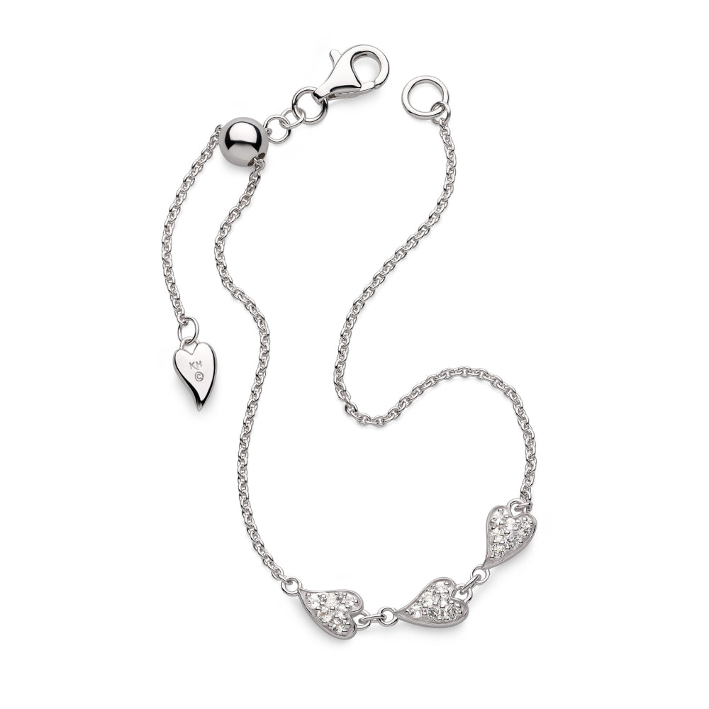 Desire Kiss Precious Pavé Heart Triplet Slider Bracelet