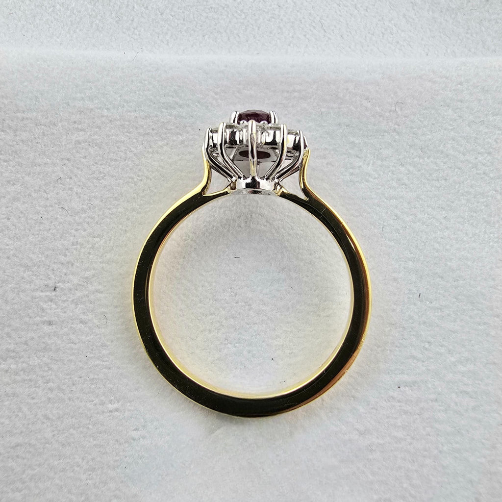 Oval Ruby and Diamond Cluster Ring
