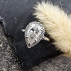 Pear Shape Halo Lab Grown Diamond Ring