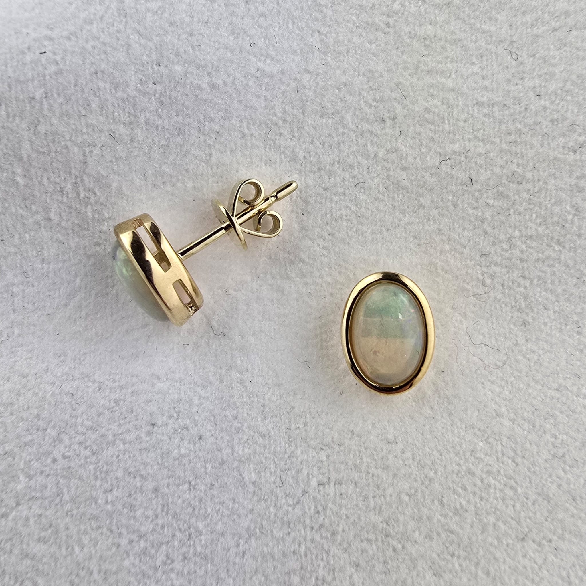 Oval Rub Over Set Opal Earrings