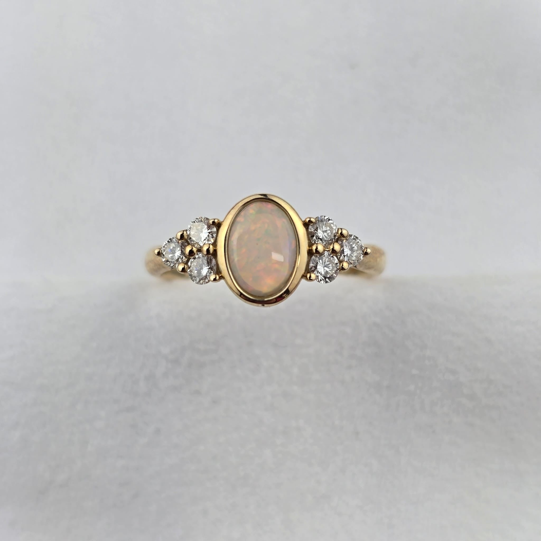 Opal and Diamond Trefoil Ring