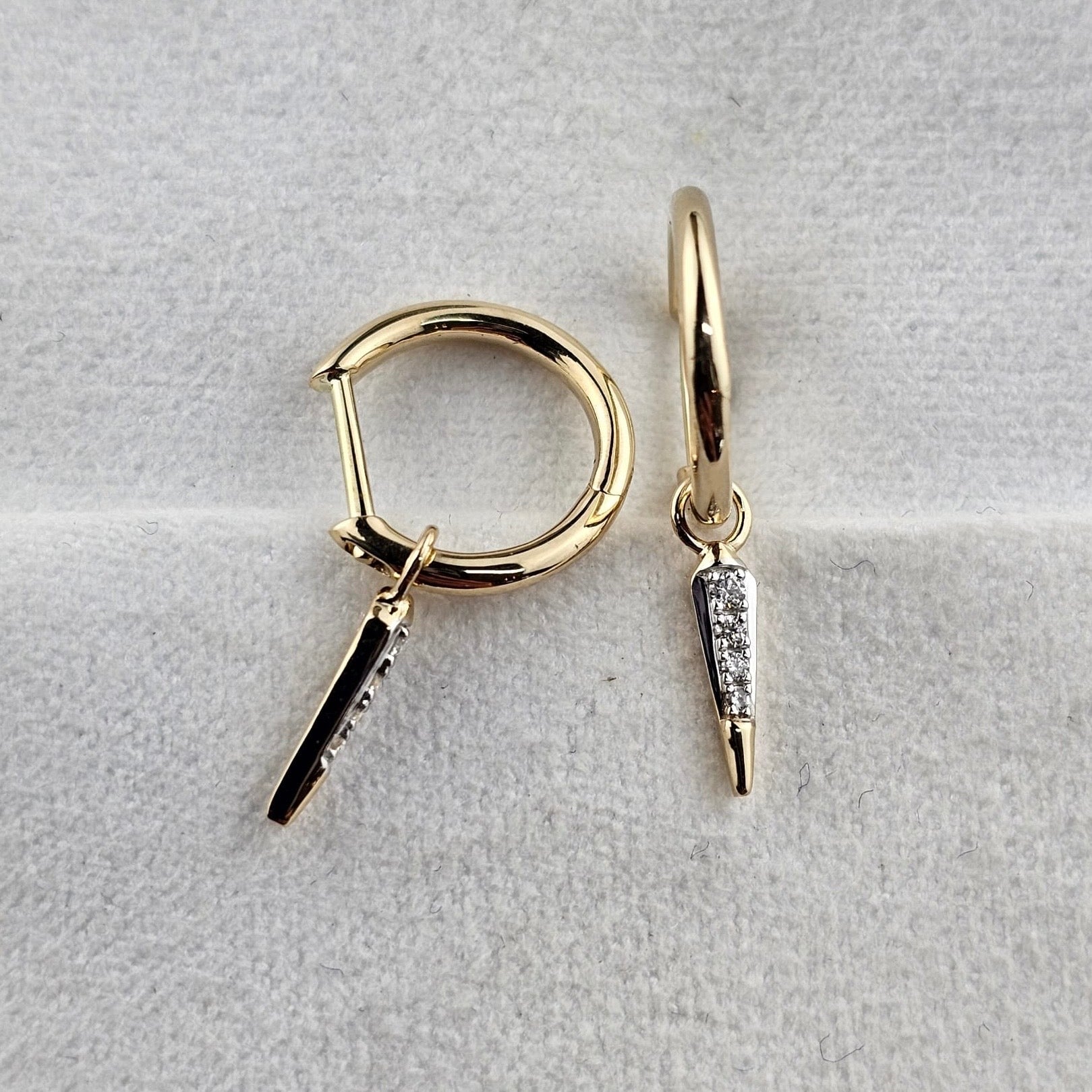 Diamond Huggie Hoop Diamond Drop Earrings