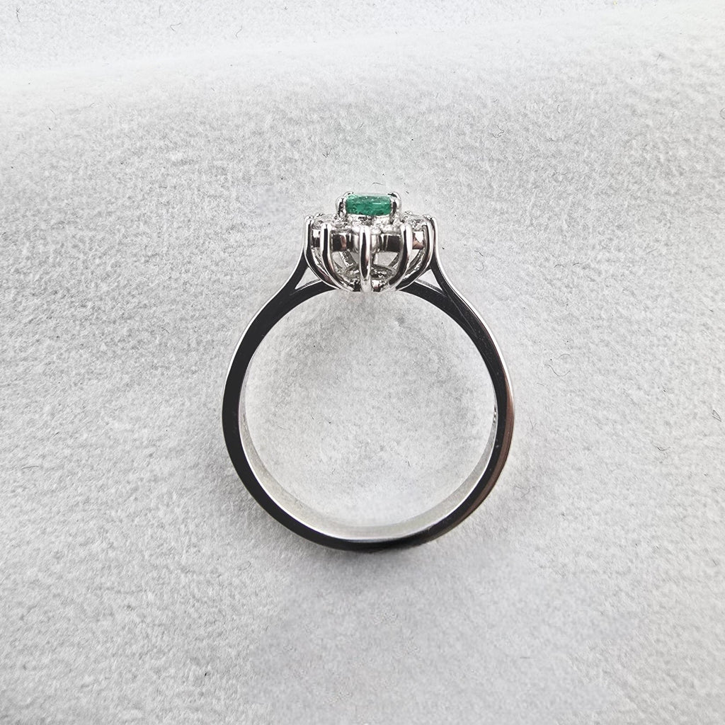 Emerald and Diamond Cluster Ring