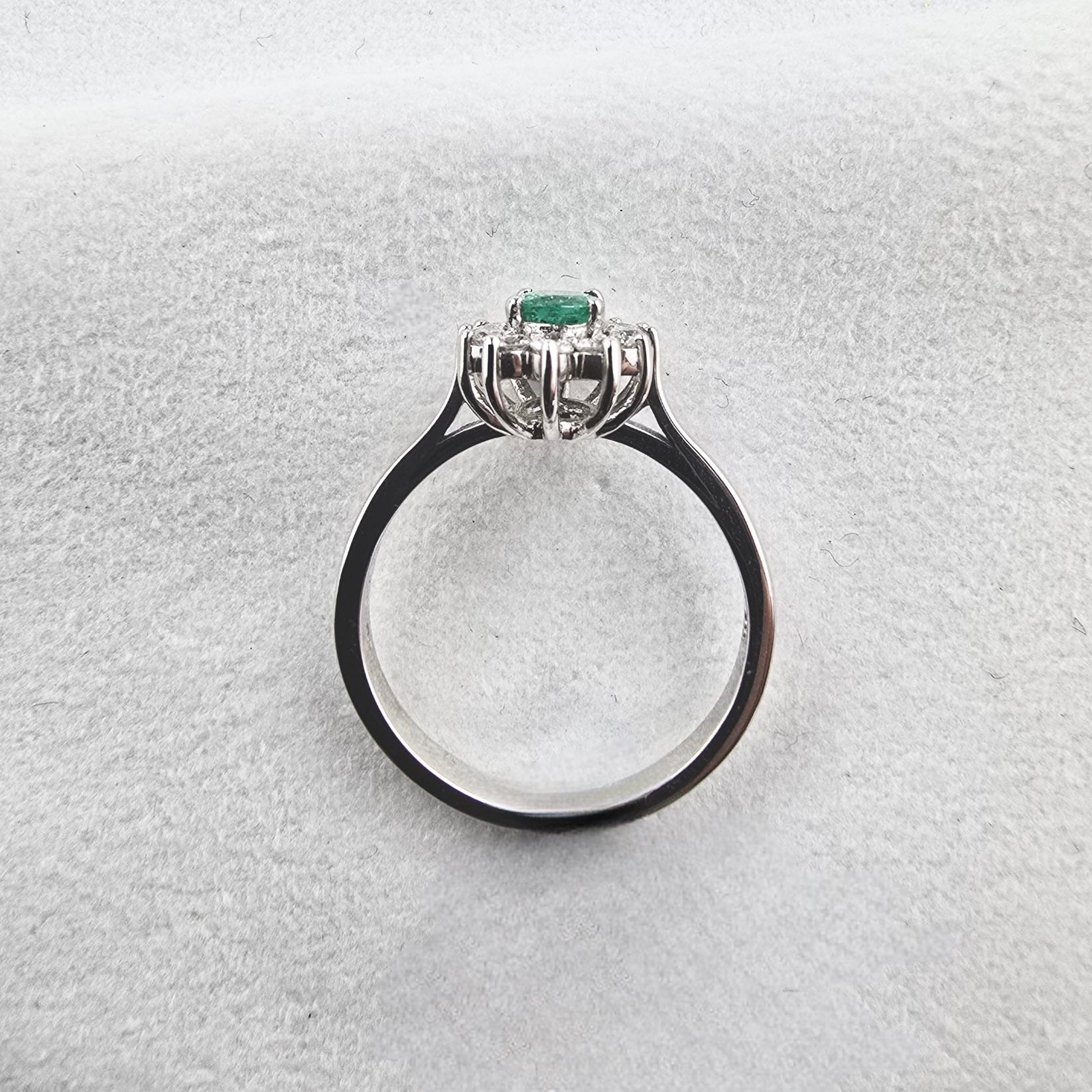 Emerald and Diamond Cluster Ring