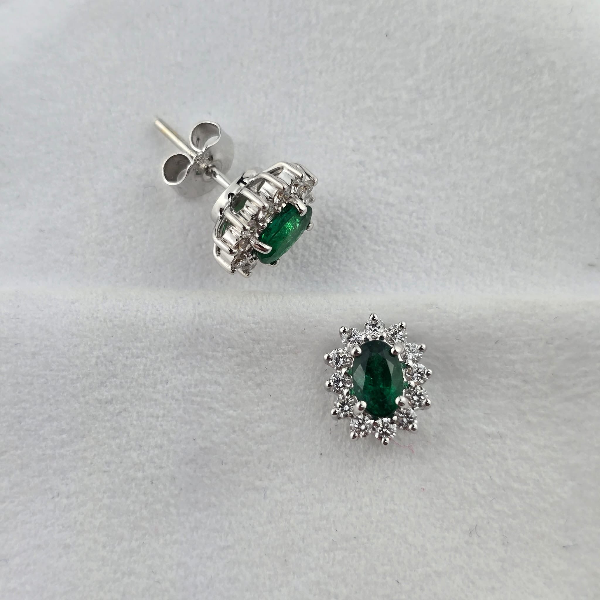 Oval Emerald Cluster Earrings