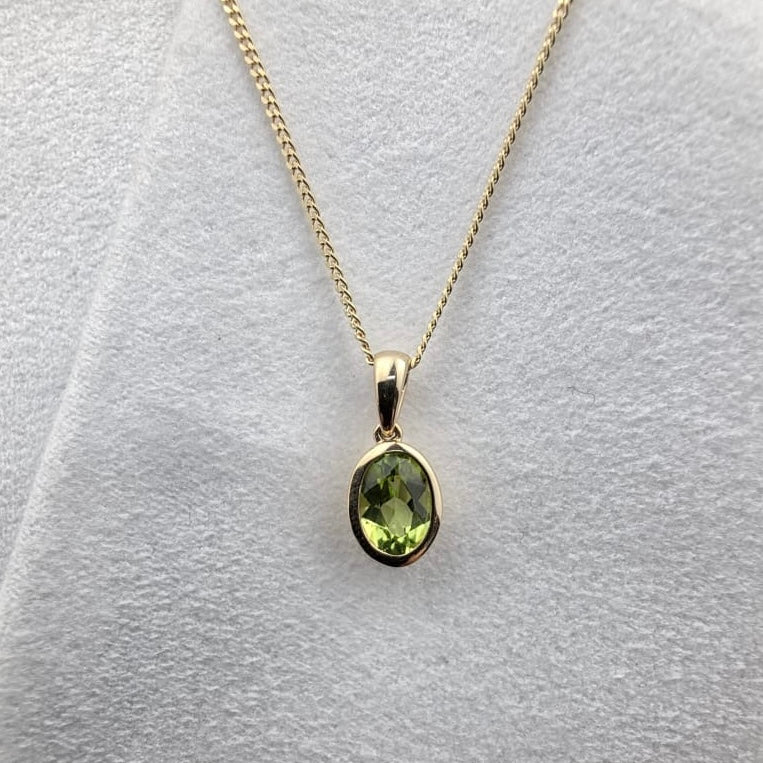 Oval Peridot Rubover Pendant
