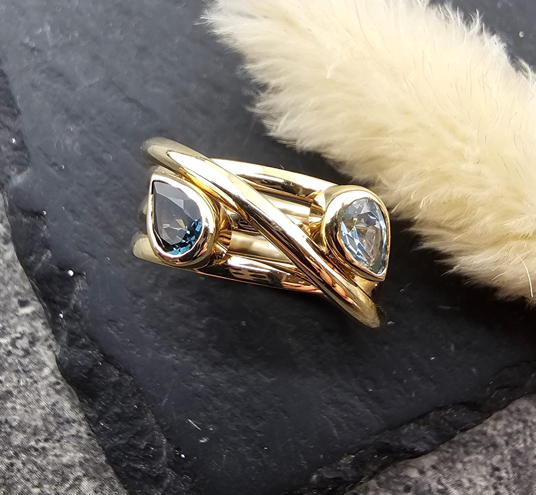 Wrap Pear Shape Blue Topaz Ring