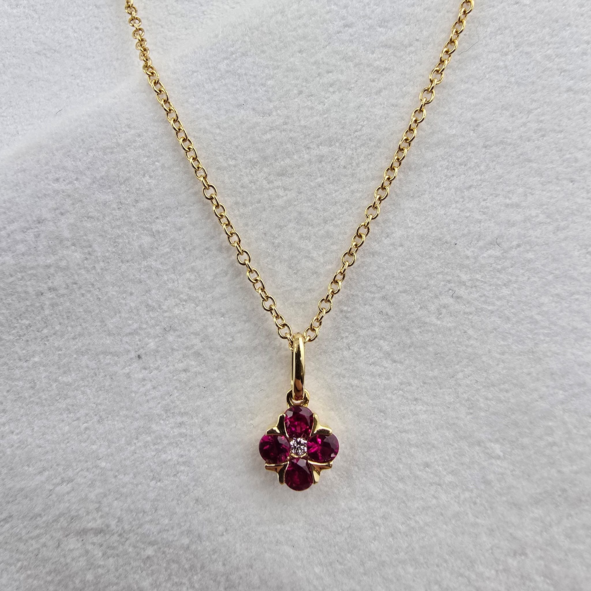 Ruby and Dimond Flower Pendant