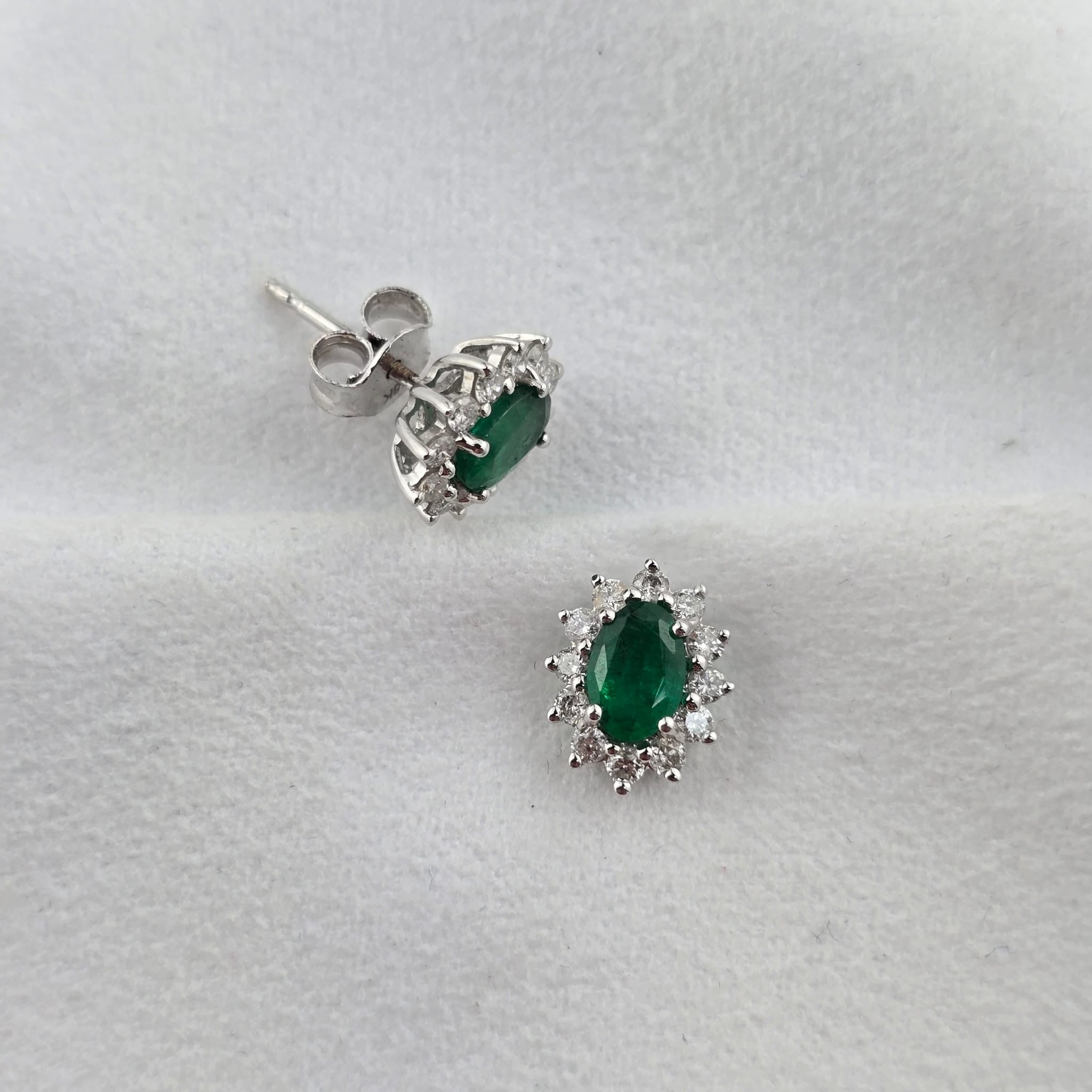 Oval Emerald Cluster Earrings