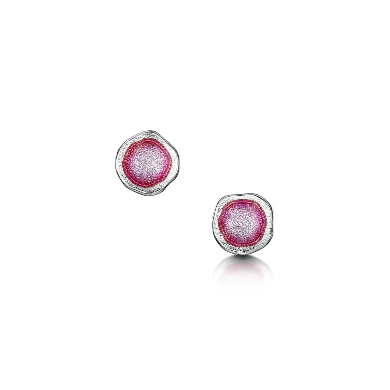 Lunar Bright Petite Stud Earrings in Hot Pink Enamel