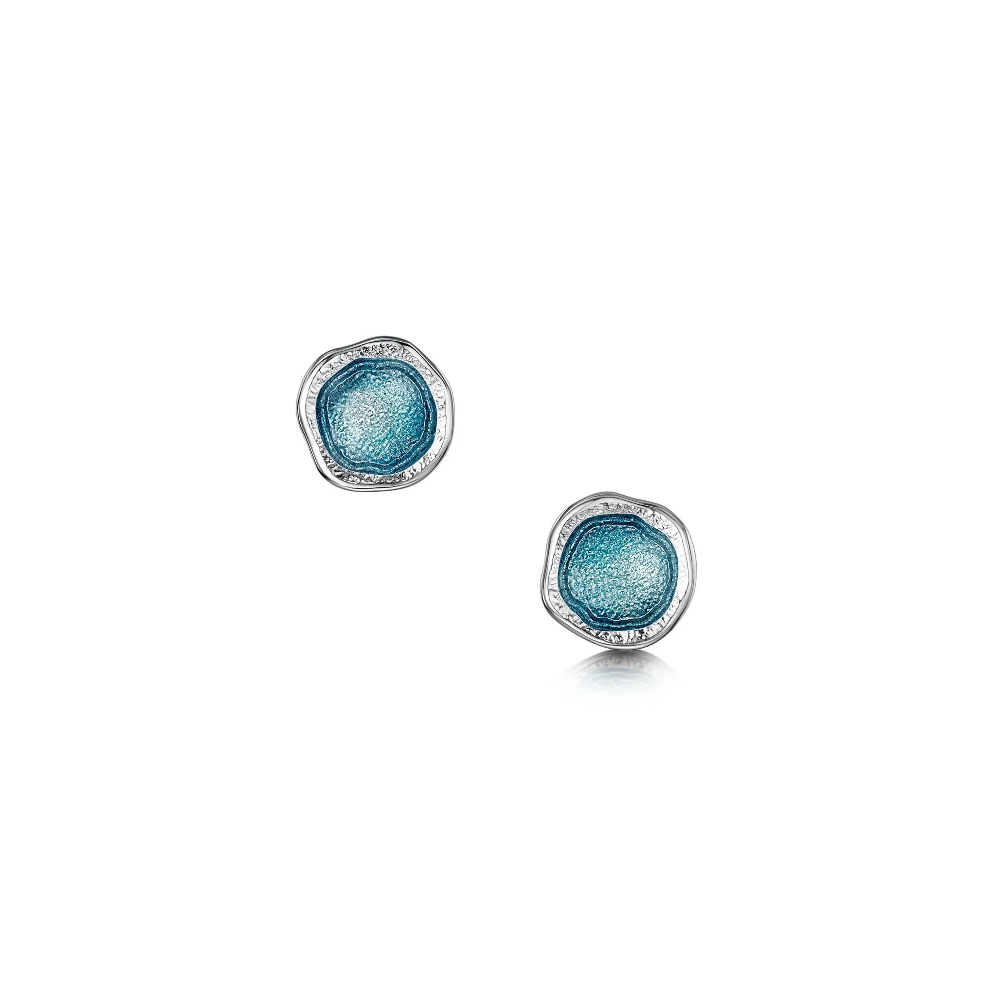 Lunar Petite Sterling Silver Stud Earrings in Lichen Enamel